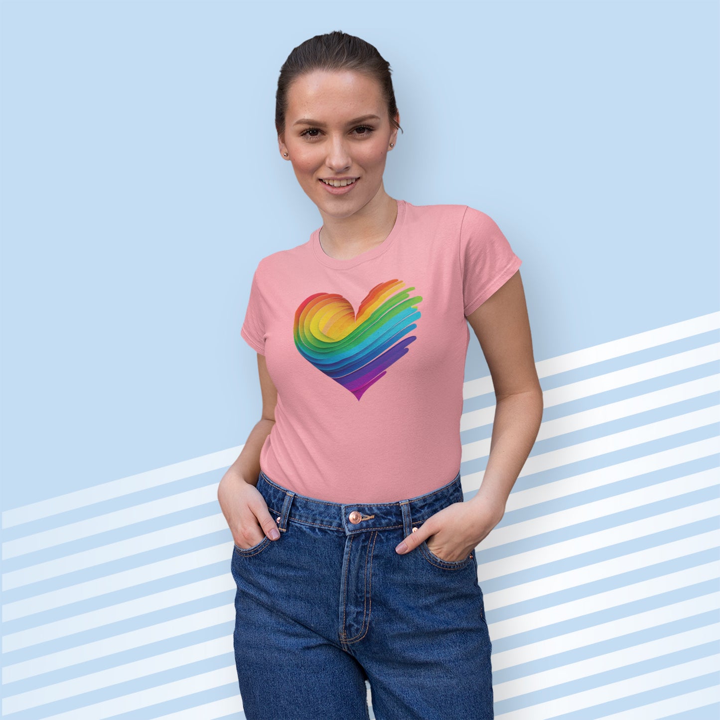 Rainbow Heart Women's Short Sleeve T-Shirt